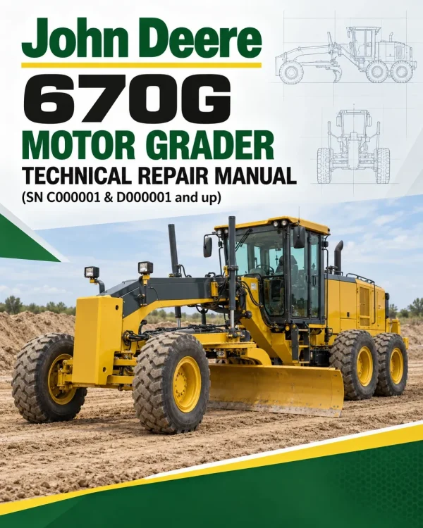 John Deere 670G Motor Grader Technical Repair Manual (SN C000001 & D000001 and up)