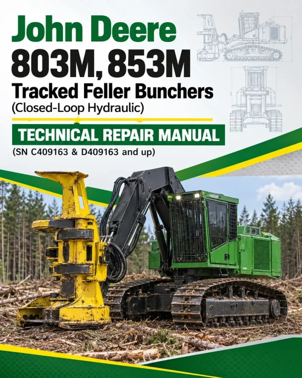 John Deere 803M, 853M Tracked Feller Bunchers (Closed-Loop Hydraulic) Technical Repair Manual (SN C409163 & D409163 and up)