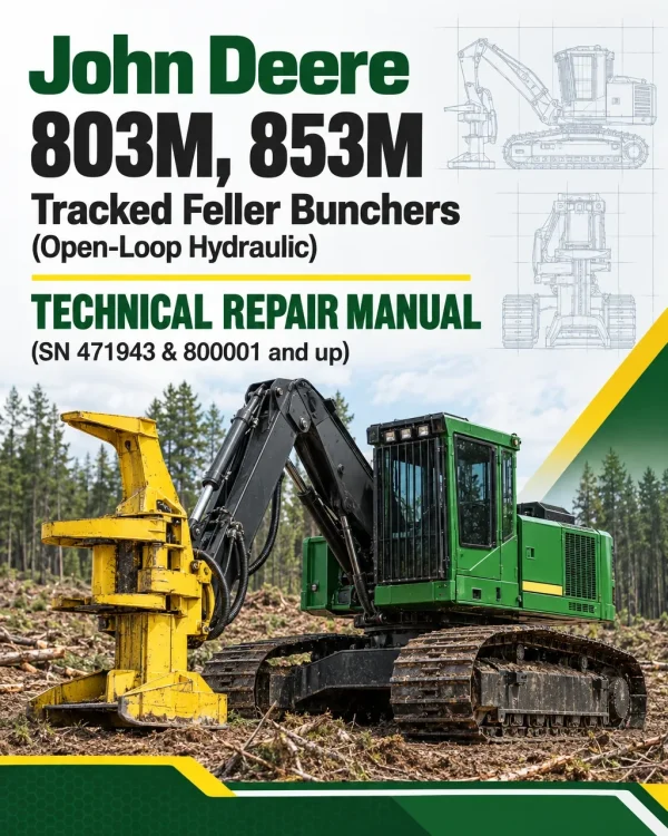 John Deere 803M, 853M Tracked Feller Bunchers (Open-Loop Hydraulic) Technical Repair Manual (SN 471943 & 800001 and up)