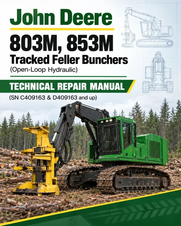 John Deere 803M, 853M Tracked Feller Bunchers (Open-Loop Hydraulic) Technical Repair Manual (SN C409163 & D409163 and up)
