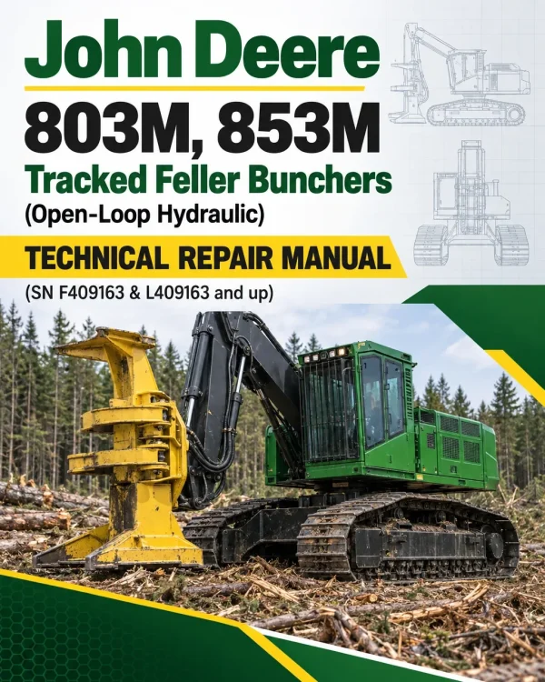 John Deere 803M, 853M Tracked Feller Bunchers (Open-Loop Hydraulic) Technical Repair Manual (SN F409163 & L409163 and up)