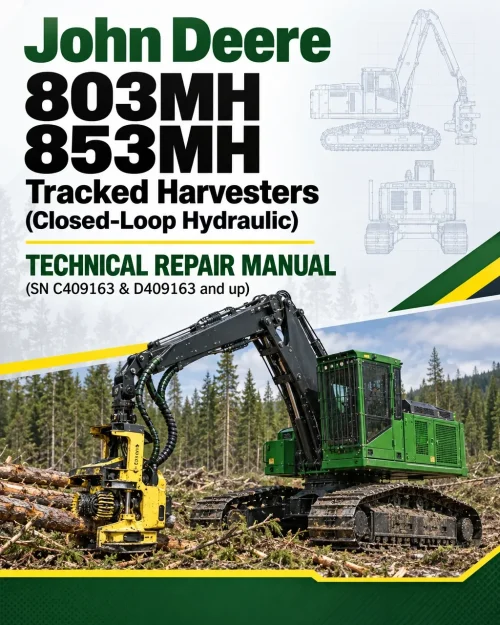 John Deere 803MH, 853MH Tracked Harvesters (Closed-Loop Hydraulic) Technical Repair Manual (SN C409163 & D409163 and up)