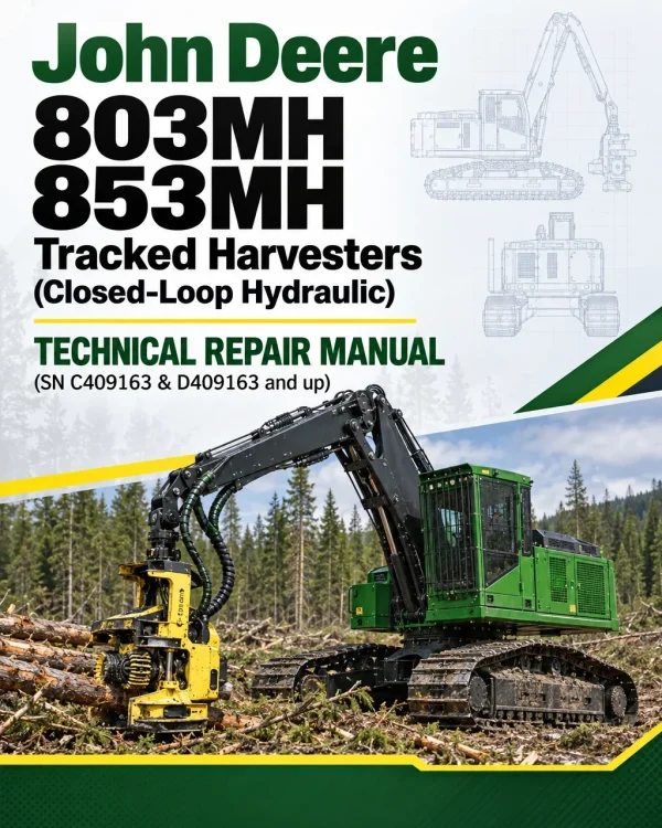 John Deere 803MH, 853MH Tracked Harvesters (Closed-Loop Hydraulic) Technical Repair Manual (SN C409163 & D409163 and up)