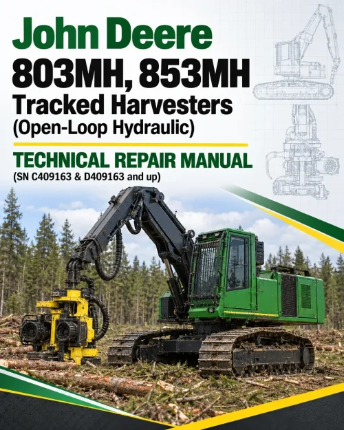 John Deere 803MH, 853MH Tracked Harvesters (Open-Loop Hydraulic) Technical Repair Manual (SN C409163 & D409163 and up)