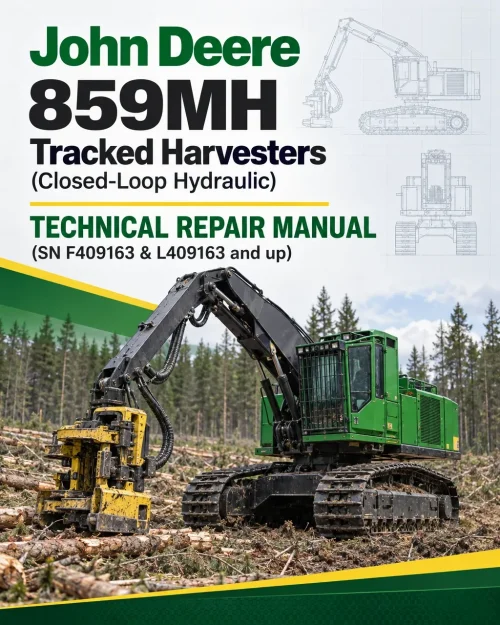 John Deere 859MH Tracked Harvesters (Closed-Loop Hydraulic) Technical Repair Manual (SN F409163 & L409163 and up) John Deere 859MH Tracked Harvesters (Closed-Loop Hydraulic) Technical Repair Manual (SN F409163 & L409163 and up)