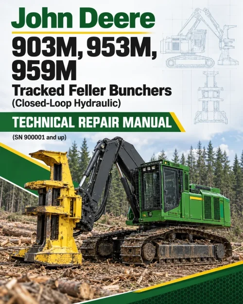 John Deere 903M, 953M, 959M Tracked Feller Bunchers (Closed-Loop Hydraulic) Technical Repair Manual (SN 900001 and up) John Deere 903M, 953M, 959M Tracked Feller Bunchers (Closed-Loop Hydraulic) Technical Repair Manual (SN 900001 and up)
