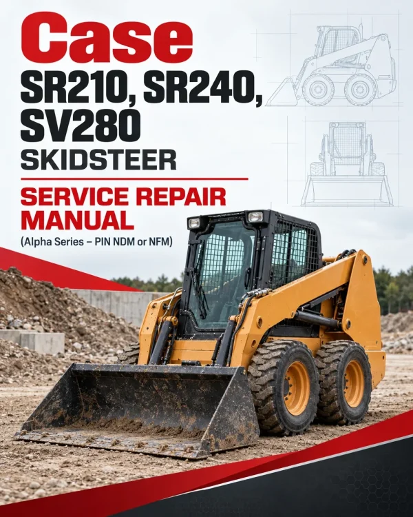 Case SR210, SR240, SV280 SkidSteer Service Repair Manual (Alpha Series – PIN NDM or NFM) Case SR210, SR240, SV280 SkidSteer Service Repair Manual (Alpha Series – PIN NDM or NFM)