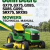 John Deere GX70, GX75, GX85, SX85, GX95, SRX75, SRX95 Mowers Technical Manual John Deere GX70, GX75, GX85, SX85, GX95, SRX75, SRX95 Mowers Technical Manual