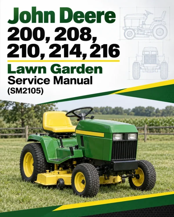 John Deere 200, 208, 210, 214, 216 Lawn Garden Service Manual (SM2105) John Deere 200, 208, 210, 214, 216 Lawn Garden Service Manual (SM2105)