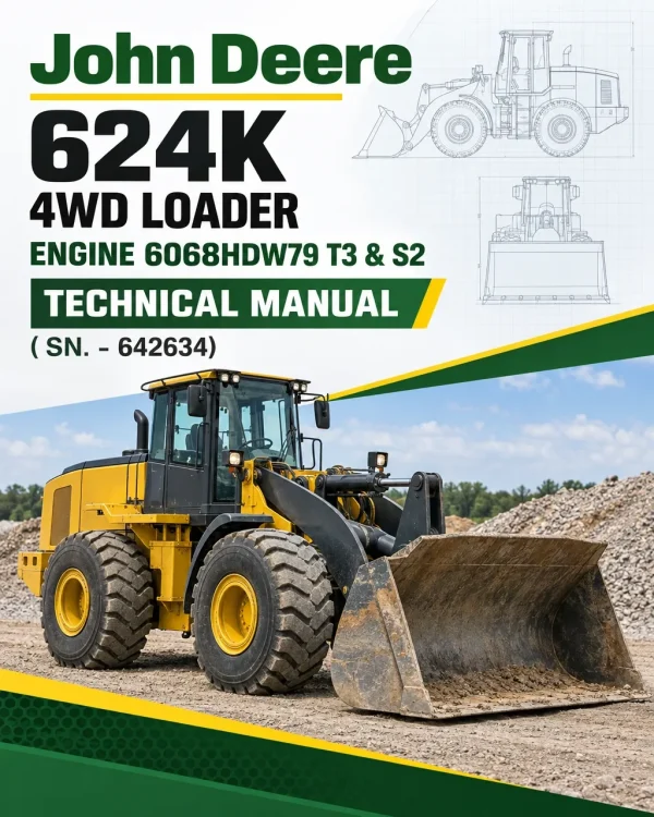 John Deere 624K 4WD Loader Engine 6068HDW79 T3 & S2 Technical Manual ( SN. - 642634)