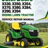 John Deere X330, X350, X354, X370, X380, X384, X390, X394 Riding Lawn Tractor Service Repair Manual