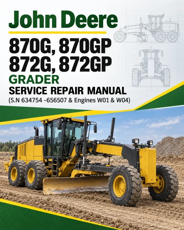John Deere 870G, 870GP, 872G, 872GP Grader Manual (S.N 634754 -656507 & Engines W01 & W04)