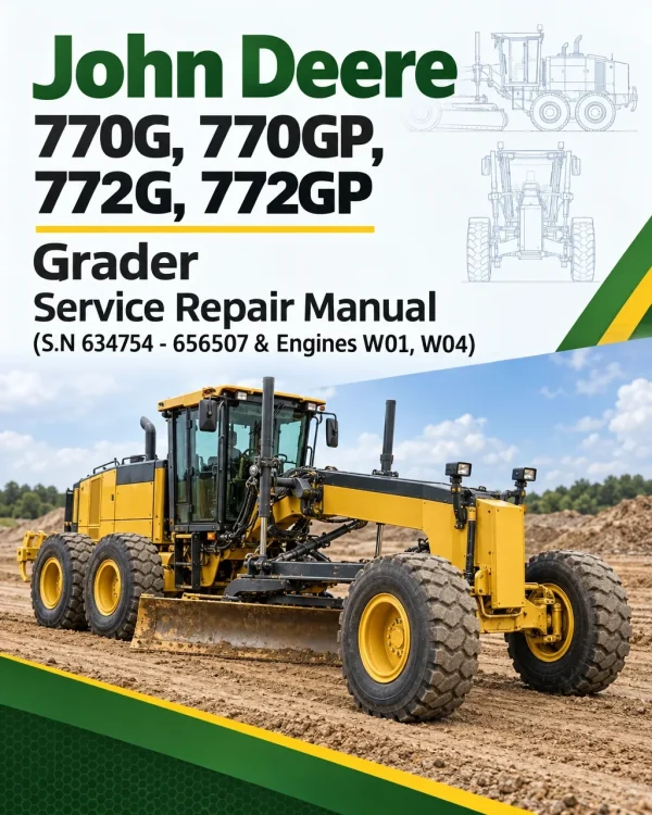 John Deere 770G, 770GP, 772G, 772GP Grader Manual (S.N 634754 - 656507 & Engines W01, W04)