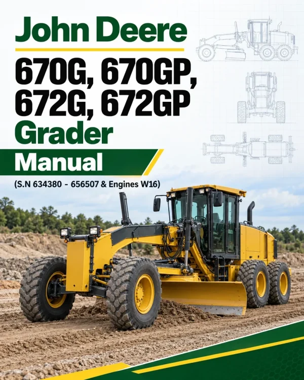 John Deere 670G, 670GP, 672G, 672GP Grader Manual (S.N 634380 - 656507 & Engines W16)