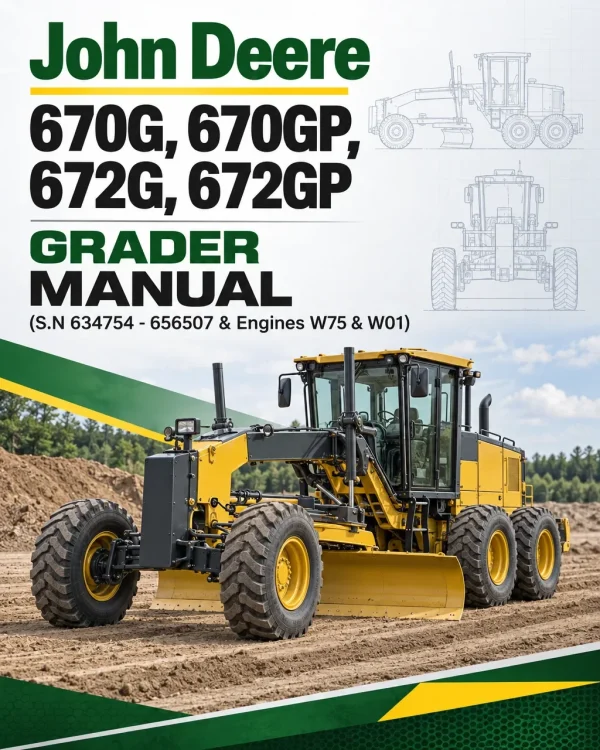 John Deere 670G, 670GP, 672G, 672GP Grader Manual (S.N 634754 - 656507 & Engines W75 & W01)