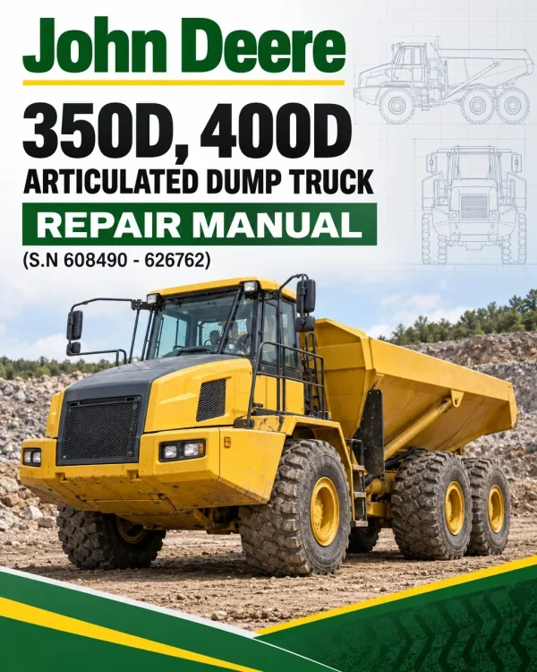 John Deere 350D, 400D Articulated Dump Truck Repair Manual (S.N 608490 - 626762)