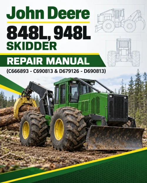 John Deere 848L, 948L Skidder Repair Manual (C666893 - C690813 & D679126 - D690813)