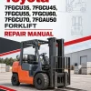 Toyota 7FGCU35, 7FGCU45, 7FGCU55, 7FGCU60, 7FGCU70, 7FGAU50 Forklift Repair Manual Toyota 7FGCU35, 7FGCU45, 7FGCU55, 7FGCU60, 7FGCU70, 7FGAU50 Forklift Repair Manual