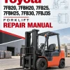 Toyota 7FB20, 7FBH20, 7FB25, 7FBH25, 7FB30, 7FBJ35 Forklift Repair Manual