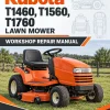 Kubota T1460, T1560, T1760 Lawn Mower Workshop Repair Manual