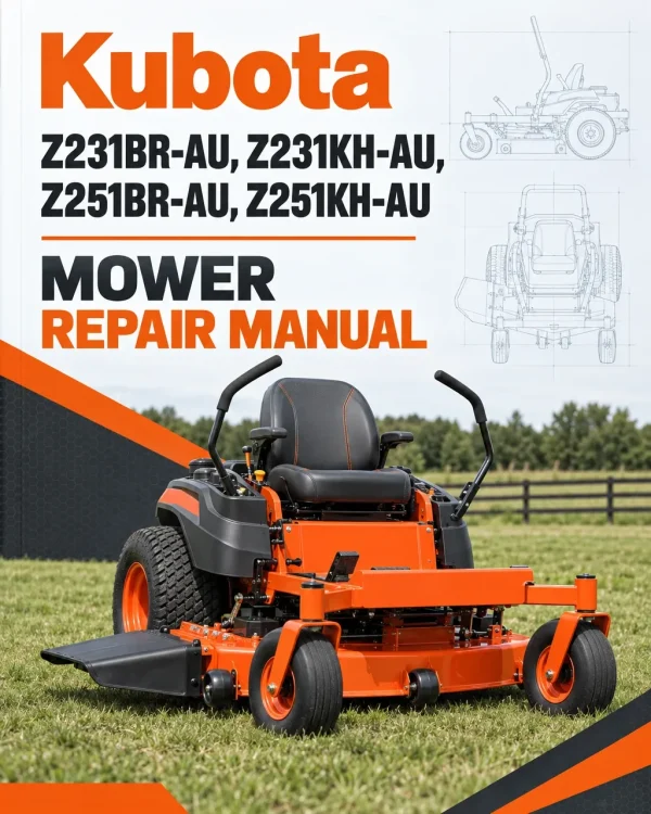 Kubota Z231BR-AU, Z231KH-AU, Z251BR-AU, Z251KH-AU Mower Repair Manual Kubota Z231BR-AU, Z231KH-AU, Z251BR-AU, Z251KH-AU Mower Repair Manual
