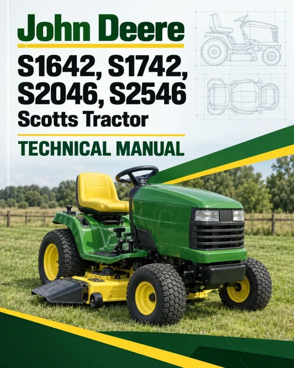 John Deere S1642, S1742, S2046, S2546 Scotts Tractor Technical Manual (TM1776) John Deere S1642, S1742, S2046, S2546 Scotts Tractor Technical Manual (TM1776)